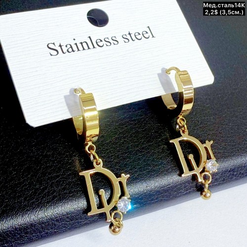 Сережки мед.сталь14К 10738 (3.5см)